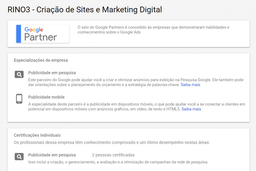 Certificações Google Ads - Agência Google Partner
